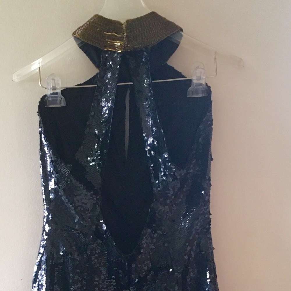 Vintage Black Cocktail Dress With Bronze Beads - Picture 4 of 6